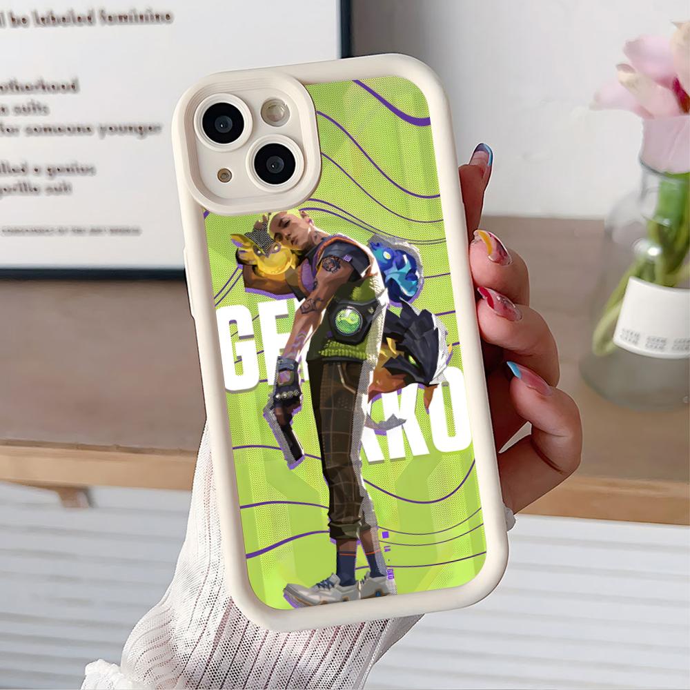 

Valo Gekko Phone Case for iPhone 17 16 15 14 13 12 11 Air Pro Max Plus White Soft TPU Shockproof Cover iPhone 13
