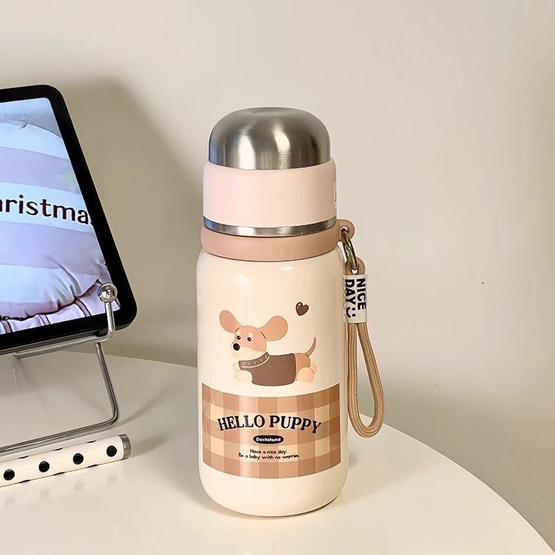 Cute Cartoon Puppy Thermos Stainless Steel Bottle With Tea Separation Vacuum Insulation Water Cup Portable Direct Drinking Cups