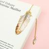 Metal Metal Bookmark Feather Shape With Feather Pendant Book Page Marker Pagination Mark Book Lovers Writers Readers