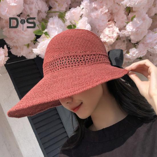 Women Summer Sun Hat Wide Brim Empty Top Hat Foldable Travel Beach Hat Outdoor Travel Sun Protection Hat