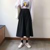 Women's Mid-Length A-Line Skirt: Japanese & Korean Style, Solid Color, Elastic Waist