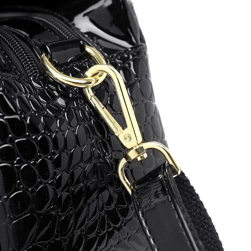 Women’s Crocodile Texture Top Handle Bag with Gold Buckle Casual Chic Shoulder Handbag for Daily Office Use