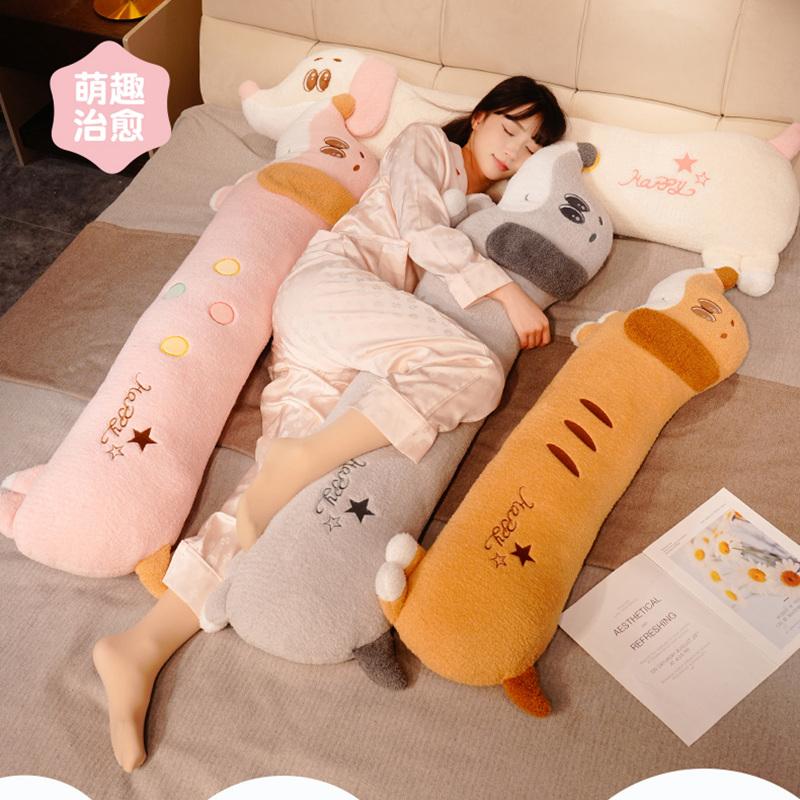 Cute Cartoon Smile Dachshund Plush Toys Cozy Fluffy Puppy Throw Pillow Warm Soothing Sleeping Pillow Lovely Bedroom Decor