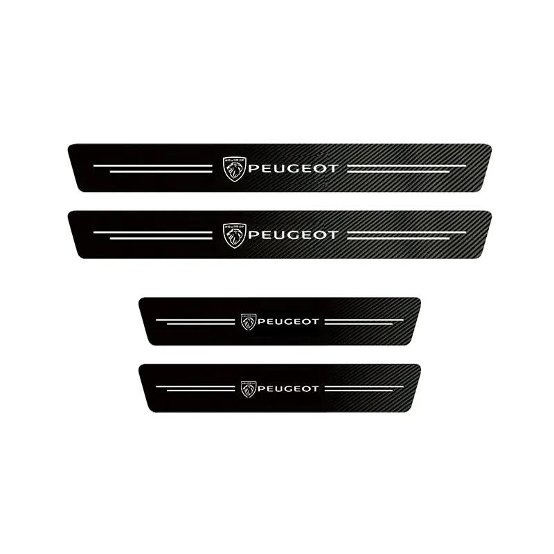 Universal 3D Carbon Fiber Car Door Sill Protector Stickers For b444 206 208 207 3008 308 2008 107 508 607 106 406 407 307 444b