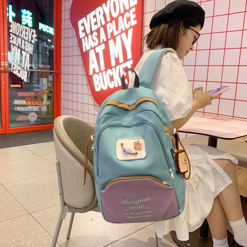 Симпатичный женский рюкзак большой емкости с цветными блоками — фото 4