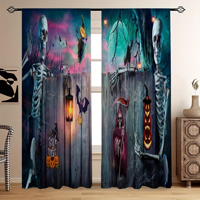 Halloween Härligt Spöke Rolig Pumpa Svart Katt Fönstergardiner För Barn Sovrum Vardagsrum Badrum Kök Dörr Hall 2 delar