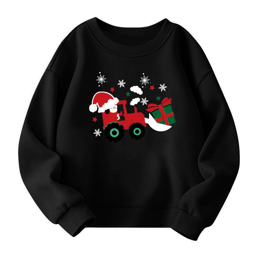 Julegenser for jenter med rund hals til barn, trykte babytopper