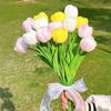 Äkta beröring konstgjord tulpanblomma 35 cm PU Falska tulpaner Livslik falsk tulpan med lång stjälk för bröllop Hem Bordsmittpunkt Vårträdgårdsdekoration