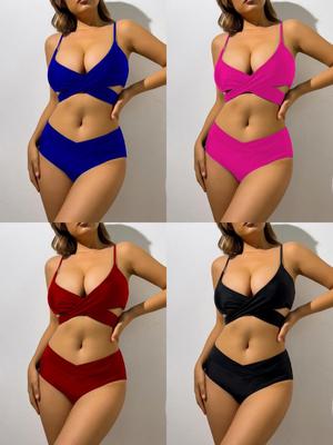 European American Sexy Slimming Ins Style Cross Beach Bikini - Women's 2024 Swimsuit