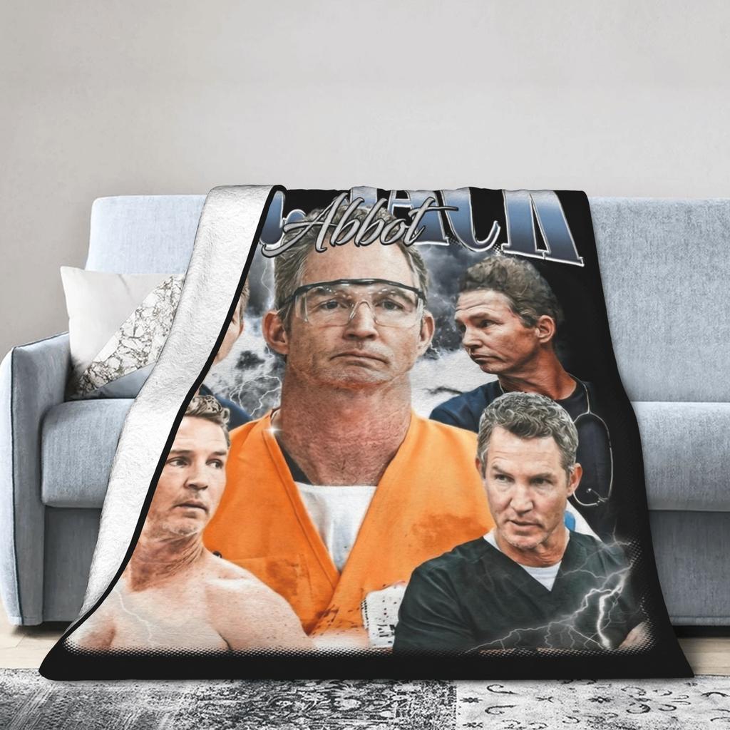 Vintage Dr. Jack Abbott The Pitt Tv Show Blankets Coral Fleece Plush All Season Throw Blanket for Sofa Office Bedspreads