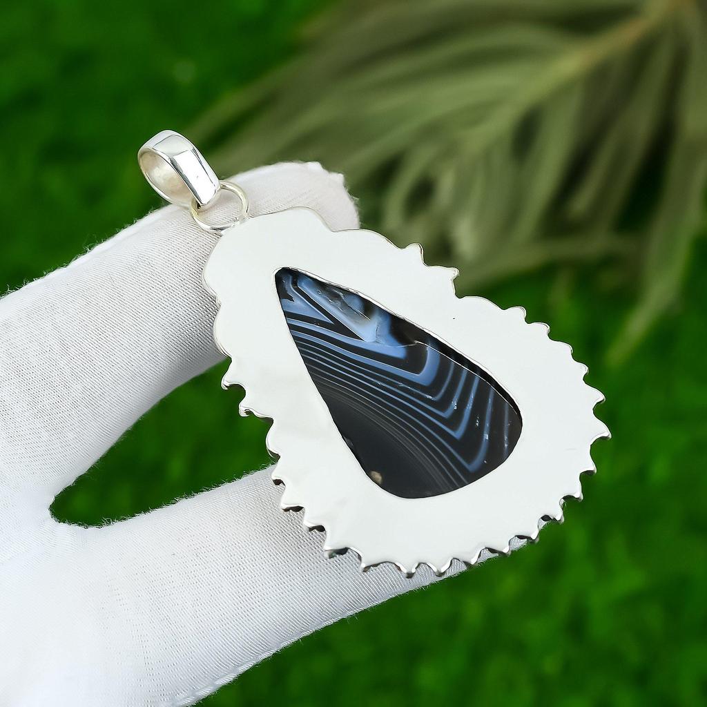 Botswana Achat Stein 925 Sterlingsilber Schwester Trendiger Hochzeit Anhänger Schmuck