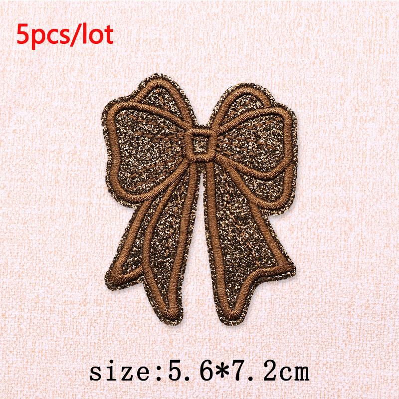 5Pcs/Lot Glitter Butterfly Bow Iron on Patches - Embroidered Patches on Clothes Bags Hats Jackets Decor