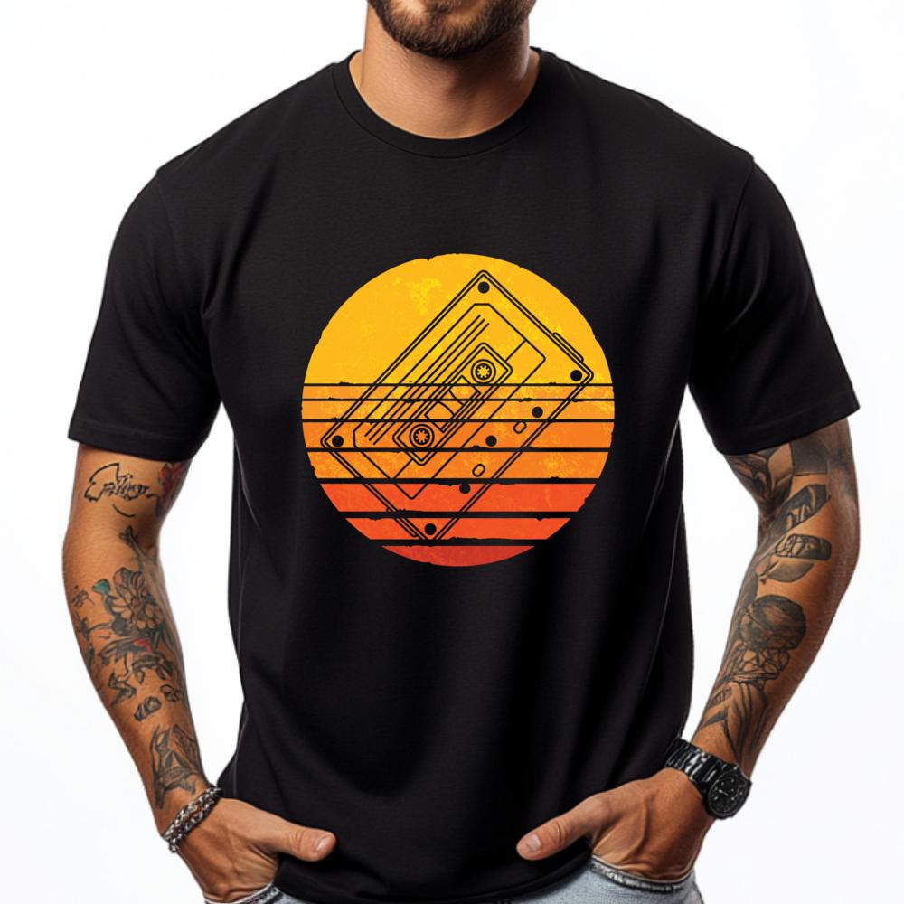 Retro 80s Music Lover Cassette Mixtape Eighties Cassette Wholesale Tshirts 100 Pcs Short Sleeve T-Shirt Men Father s Day - Me... S разноцветный