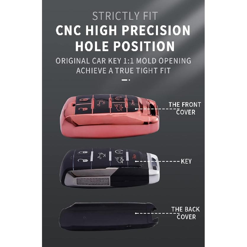 SANRILY Weiche TPU 6-Tasten Schlüsselanhängerhülle für Dodge Ram 1500 2019-2022 Vollschutz Keyless Smart Key Hülle mit Schlüsselring Blau