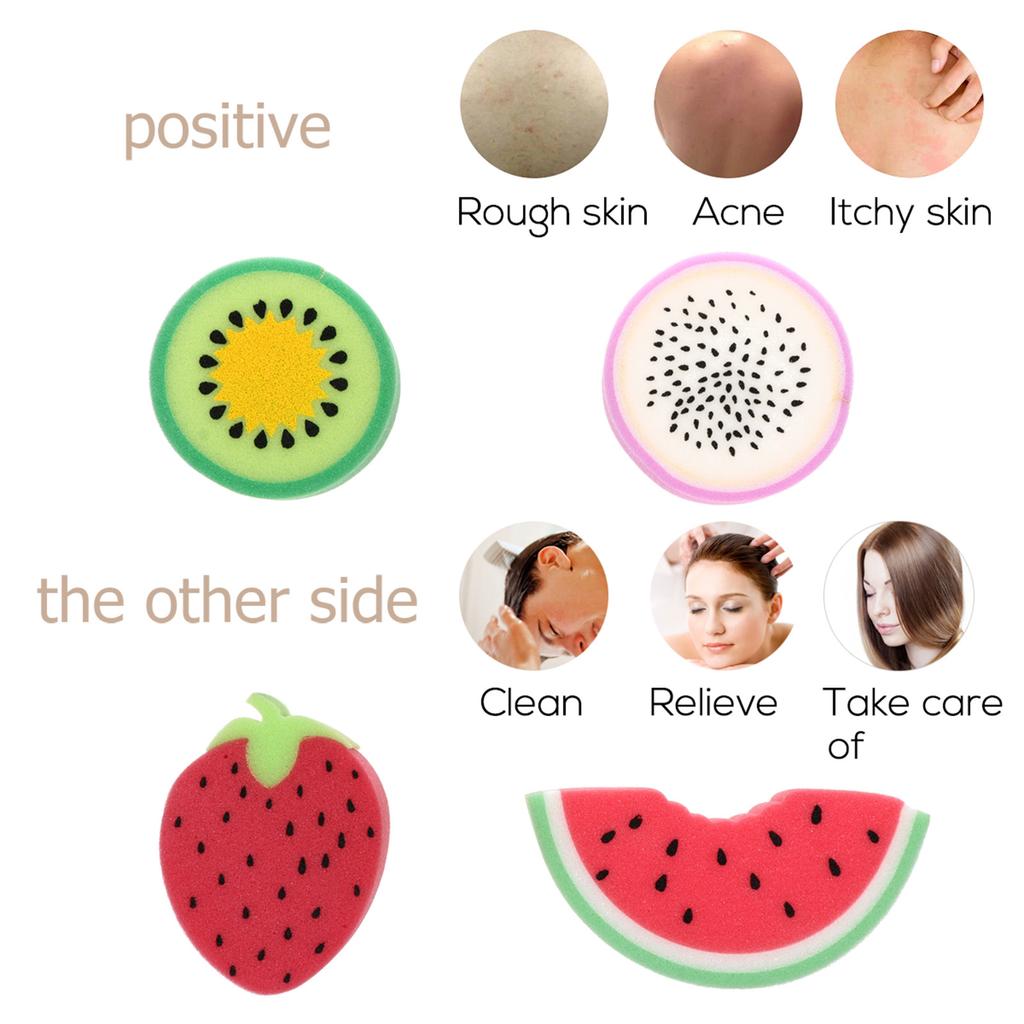 4Pcs Lovely Fruit Shaped Sponges for Bathing Kids Comfortable Lightweight Wash Sponge with Rich Bubbles Shower Sponge for Body