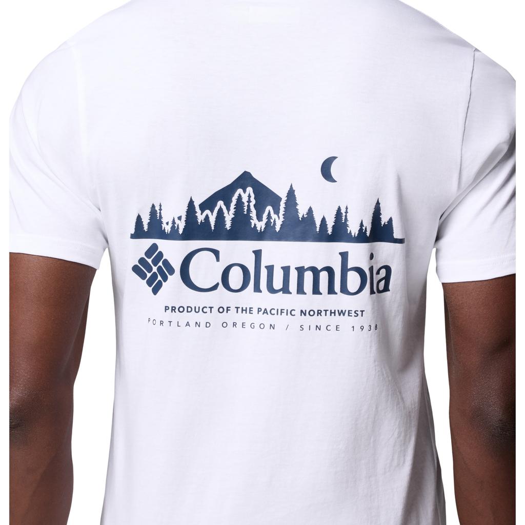 Columbia Rapid Ridge Back Graphic Tee II, Mens white T-shirt
