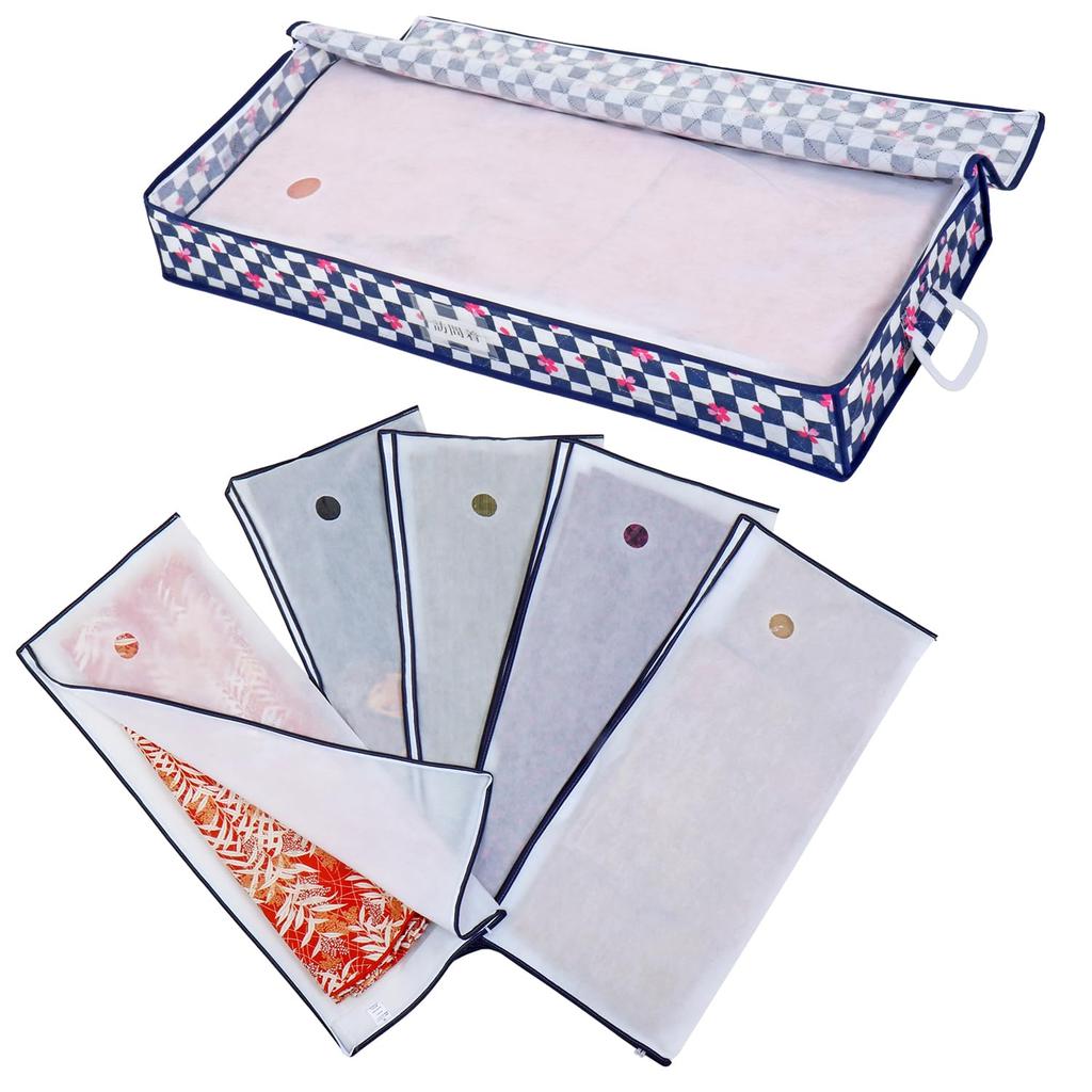 Astro Kimono Storage Case with 5 Storage Checkered and Sakura Perfect for Keeping Your Complete Kimono Breathable Protects Against Dust and Includes