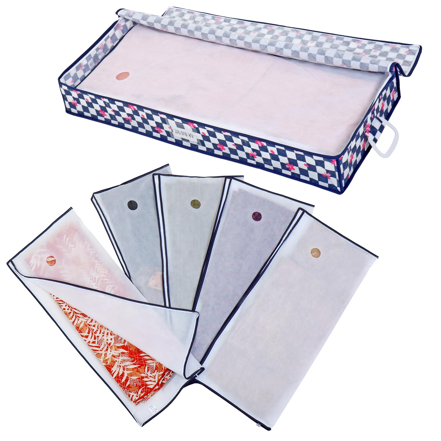 

Astro Kimono Storage Case with 5 Storage Checkered and Sakura Perfect for Keeping Your Complete Kimono Breathable Protects Against Dust and Includes