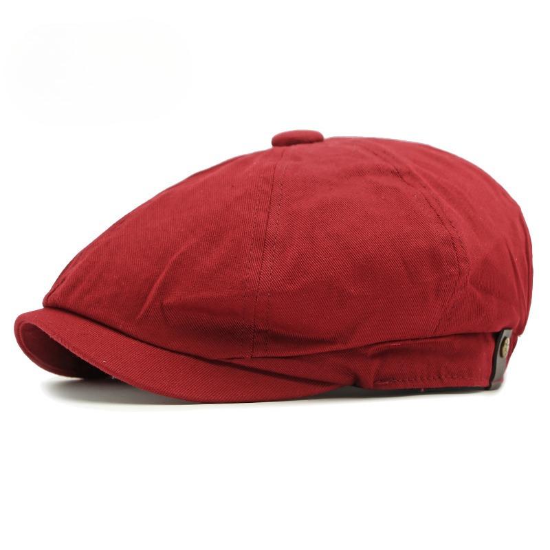 Vintage Octagonal Newsboy Cap for Men Women Retro Plain Solid Color Baker Boy Beret British Cabbie Flat Ivy Cap Side Button Accent