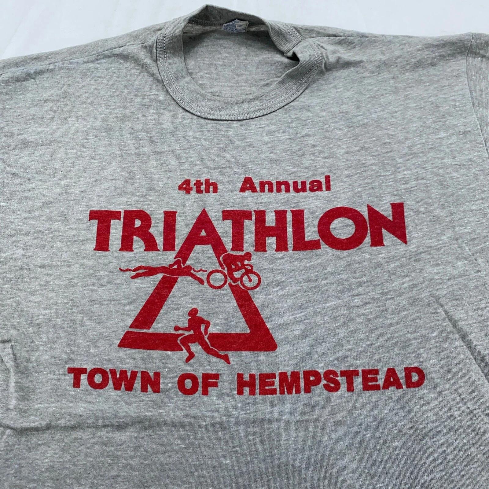 vintage 90s 4TH ANNUAL TRIATHLON TOWN OF HEMPSTEAD THE LONG ISLAND T-Shirt S run 2XL