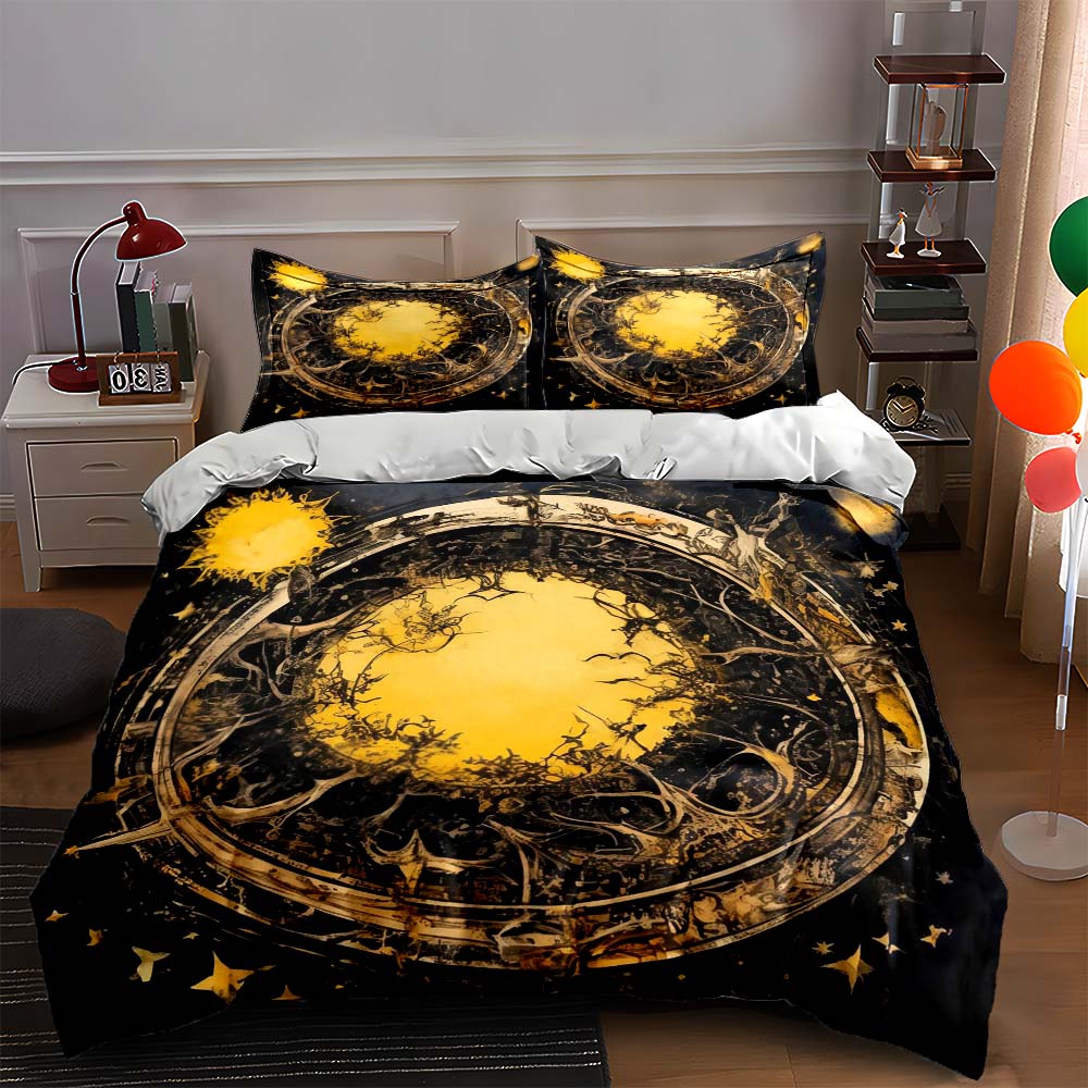 

Golden cosmic design Bedding Duvet cover sets Duvet covers Pillowcases gifts (1 * Duvet Cover 2 * Pillowcases, without duvet insert) 135x200cm