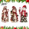 Indoor Christmas Display Snowman Figurine, Resin Tabletop Decoration with Hat Scarf Pine Decorative Winter Figurines Branches, Holiday Decor for Home