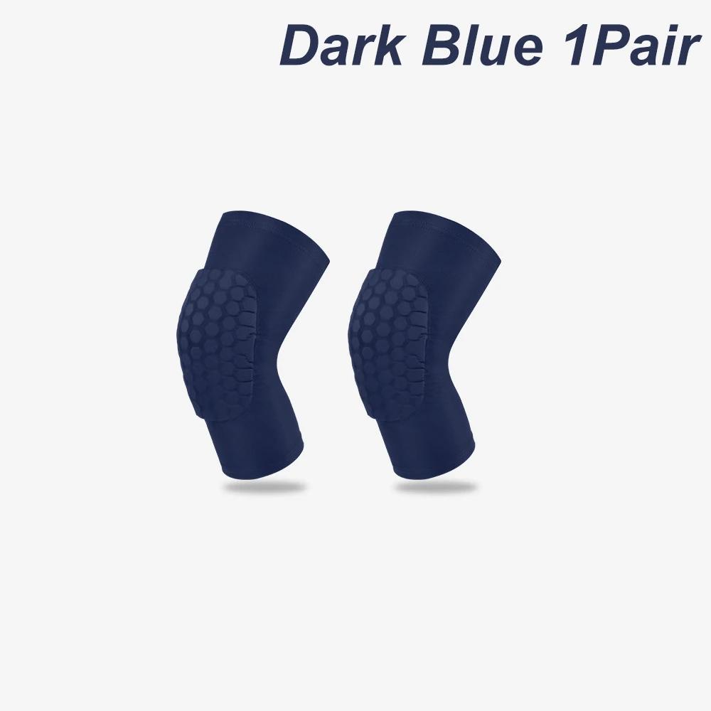 

1 пара спортивных компрессионных наколенников, эластичный протектор колена, утолщенная губка, поддержка для танцев, спортивных тренировок, наколенник XL темно-синий