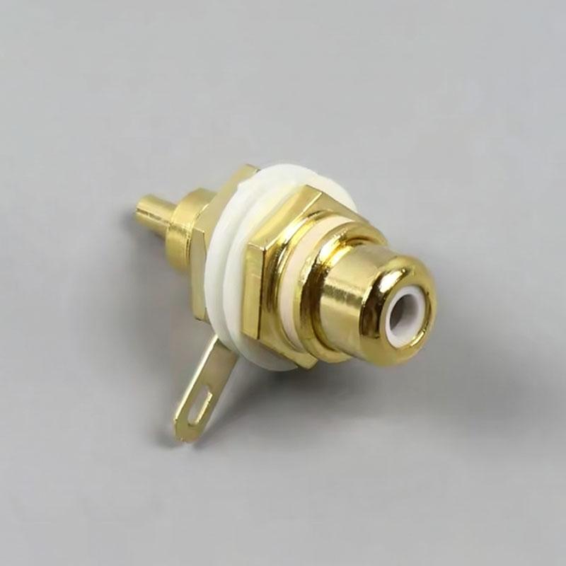 Pure Copper Gold-Plated RCA Plug Socket for Front Speaker Amplifier AV Audio Video Signal DIY Lotus Base Adapter