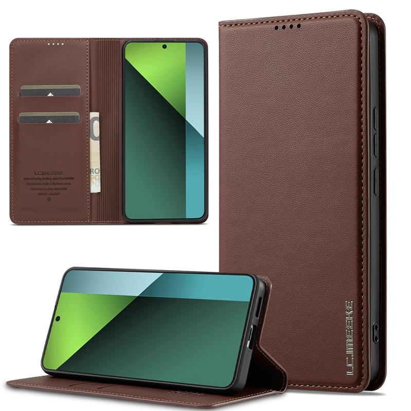 

Для Redmi Note 11 12 13 14 Pro 4G 5G кожаный чехол-кошелек с подставкой для телефона 4 XiaoMi анти-падение флип-чехол слот для карт задняя крышка Redmi Note 12 Pro 4G коричневый