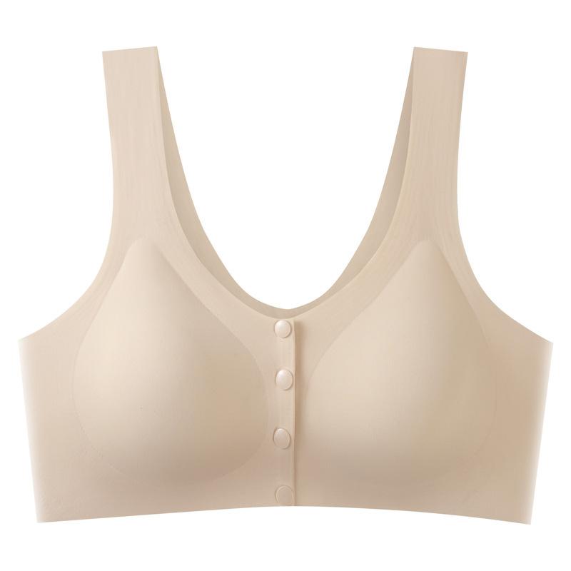 Large Size Ice Silk Front Open Button Bra Seamless Pregnant Women Breastfeeding Vest Gathering Anti-sagging Bra Wholesale