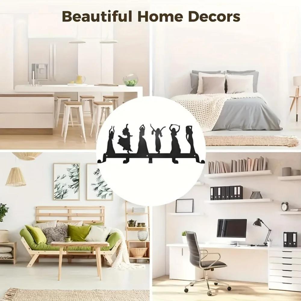 1 Stück Metall Wandhänge-Aufbewahrungsregal – Damen Tanzdesign Kleiderständer für Schlüssel & Hüte