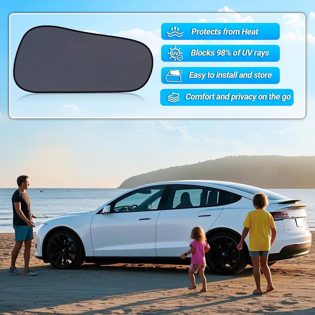 ZATOOTO Tesla Model Y Window Shades For Rear Window Sun Shade Semi Transparent Static Cling |  Fit -2024 | 95% UV & Heat Block | Privacy Protection |