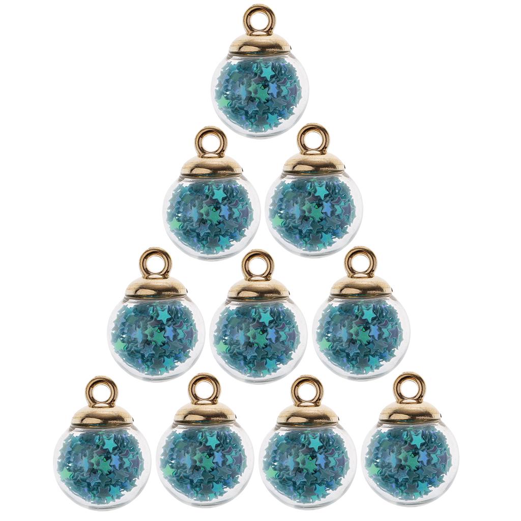10 stykker 16 mm Tiny Star Glass Ball Charms Pendant DIY Craft rosa