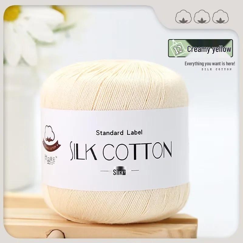 Spring/Summer No. 6 Lace DIY Knitting Silk Cotton Yarn - Skin-Friendly, Non-Pilling, Medium-Fine Crochet Pure Cotton