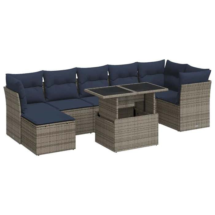 VidaXL Garden Lounge Set with Cushions 8 Pcs Grey Braided Resin Acacia 3326202