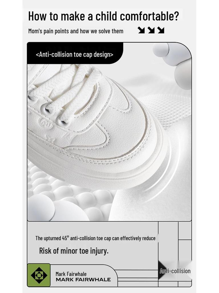 Mark Fairwhale Kids' 2025 Leather Running Shoes: Wear-Resistant, Non-Slip, Versatile Design for Spring/Autumn
