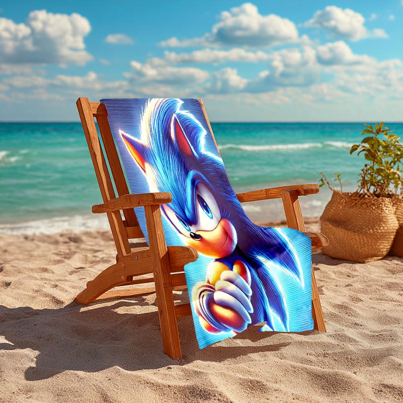 1Pc Sonic Hedgehog Adventure Beach Towel Quick Dry Multiuse For Beach Pool Gym Yoga Home Travel Christmas Halloween Xmas Gift N1214