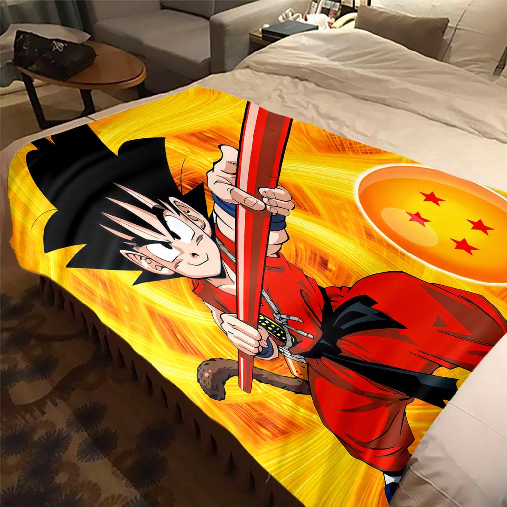 1PC Son Goku  Print Flannel Blanket, High quality All Seasons, Home Decor, Warmth and Comfort, Perfect for Christmas Gifts