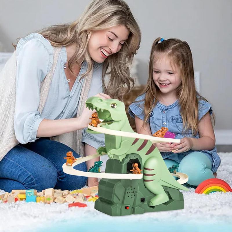 Малыш Динозавр Слайд Лестница Игрушка Гоночная трасса Игровой набор Электрический Приключенческий Слайд Американские Горки Со Световой Музыкой Подарок Ребенку