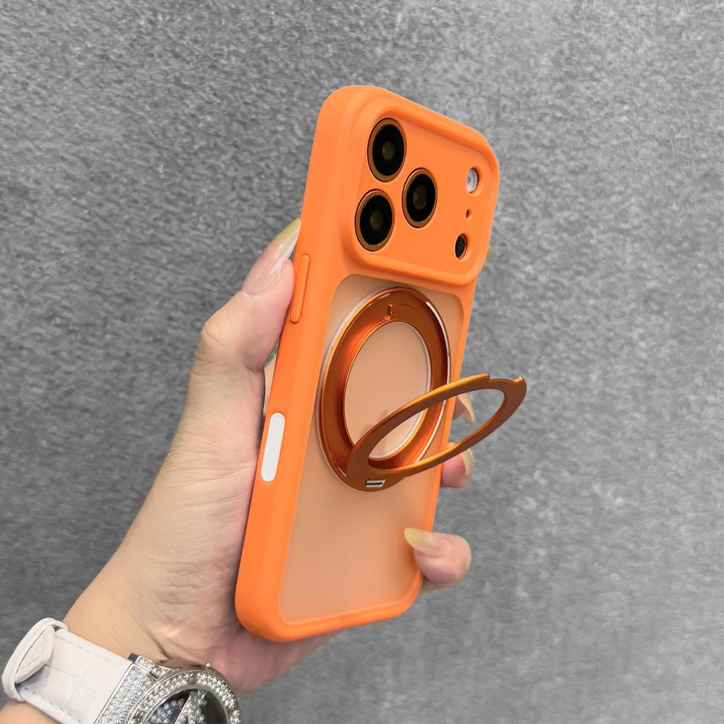 Candy Color 360° Rotating Bracket Magnetic Case for iPhone 17 16 Pro Max for Magsafe Lens Protection Translucent Matte Cover