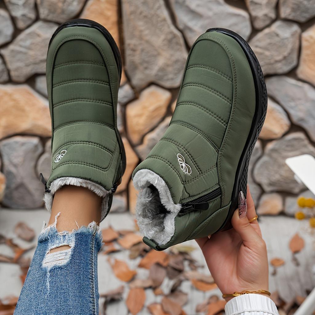 Ladies' Snow Boots, Stylish and Versatile Plush Lining, Lightweight Round Toe Design, Durable and Comfortable, Warm Ankle Boots and Snow Boots