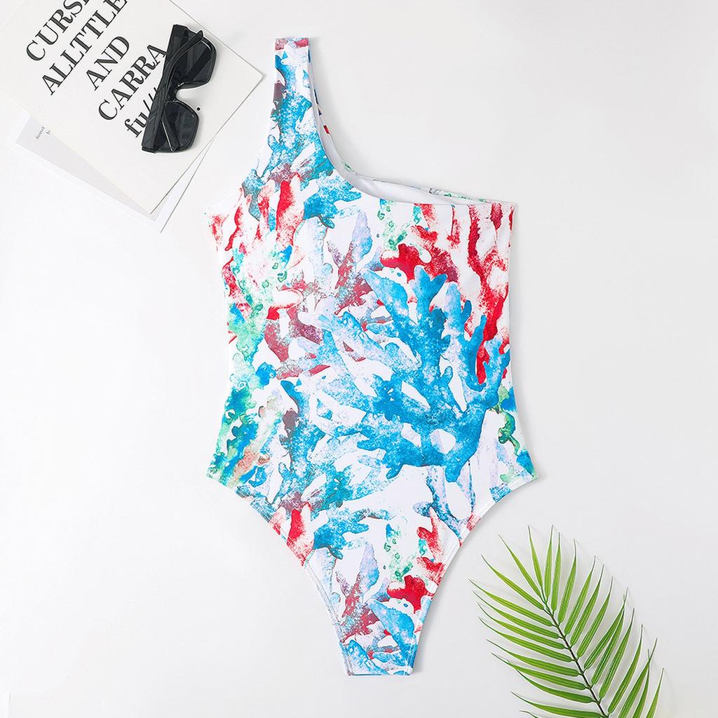 Women's Bikini Swimwear One-Piece Vintage Tie-Dye Print Sexy Swimsuit Swimming Beachwear