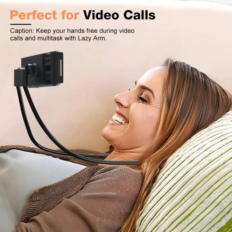 Lazy Neck Mobile Phone Holder Flexible Hanging Necklace Stand for Cellphone Tablet iPhone Huawei Xiaomi 161 Degree Bed