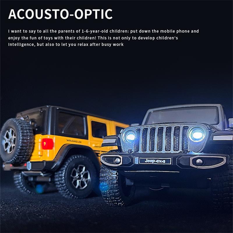 1/24 Jeeps Wrangler Rubicon Alloy Car Model Diecasts Simulation Metal Off-road Vehicles Car Model Collection Childrens Toys Gift