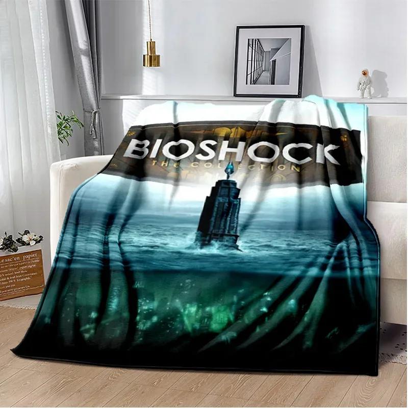3D Retro BioShock Game Gamer Blanket,Soft Throw Blanket for Home Bedroom Bed Sofa Picnic Travel Office Rest Cover Blanket Kids