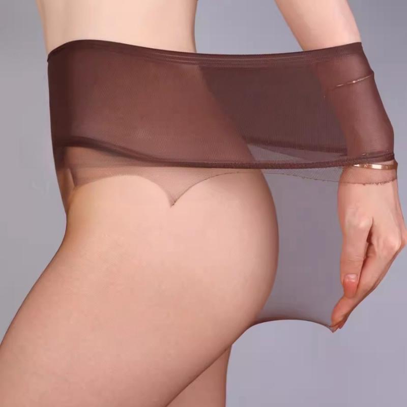 0.1D Super Thin Transparent Mesh Waist Pantyhose With Foot Shape Women Sexy Seamless Crotch Tights  Pole Dance Clubwear