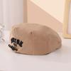 Drawstring Kids Peaked Cap Solid Color Newsboy Cap Retro Baby Beret Hat  Spring