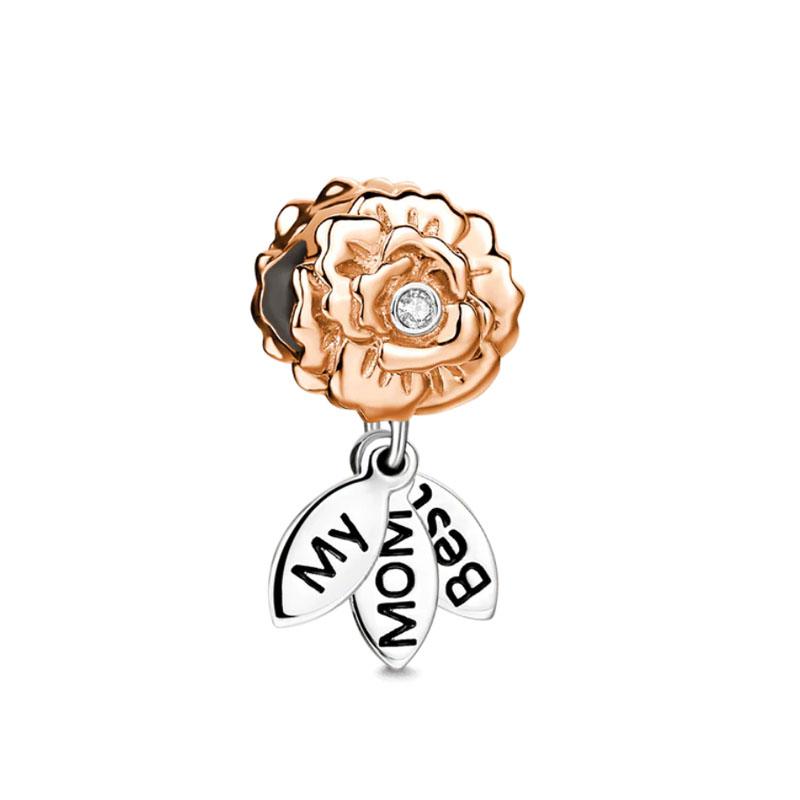 Original Copper Love Heart Family Pendant Charm Star Cake Wine Bottle Bead Fit Bracelet Women Diy Jewelry Gift