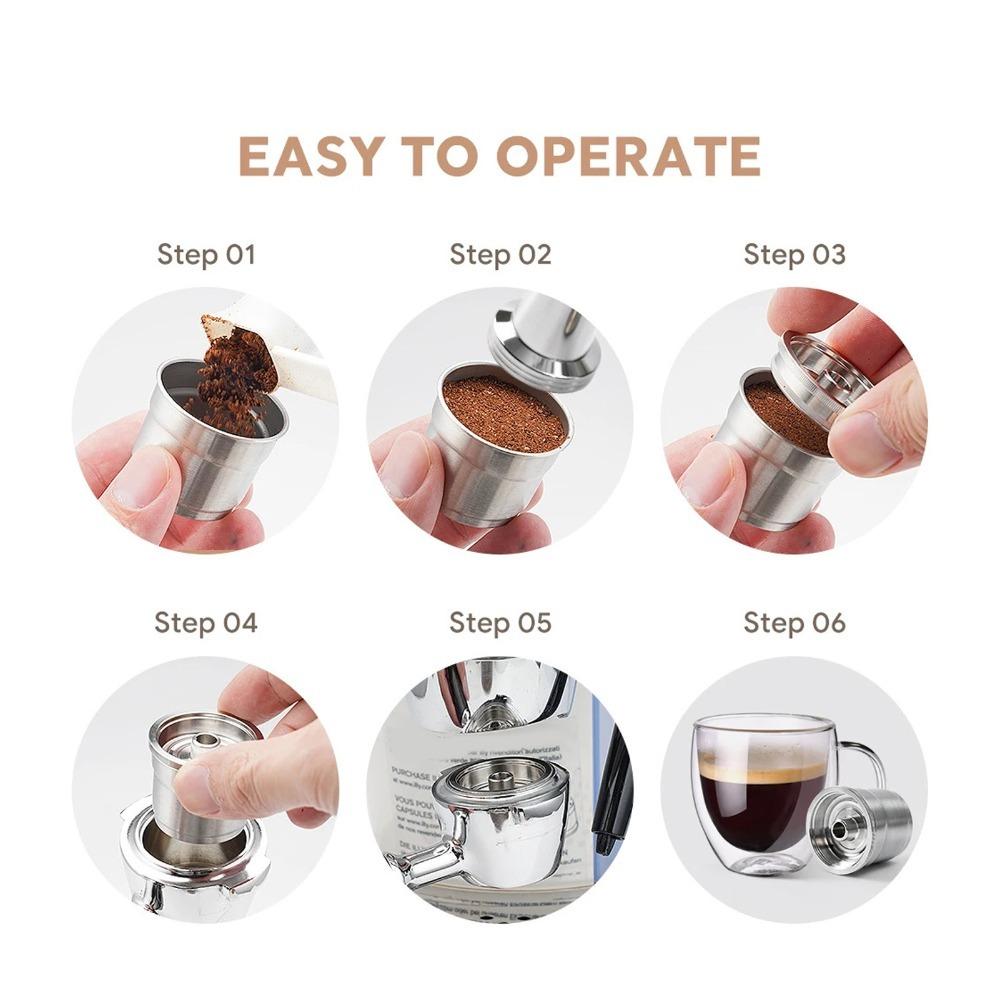 304 Stainless Steel Refillable Coffee Capsule Espresso Capsule Filter  For Coffee Maker