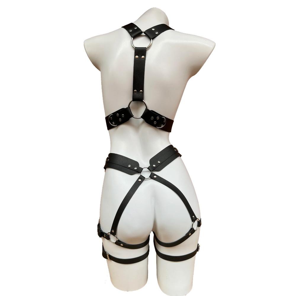 Goth Women Sexy Bondage Harness Leather Belt Lingerie Fetish Underwear Thigh Garter Stocking Women's Harness Bra Accessories